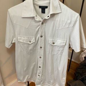 Express White Casual Button Down Shirt